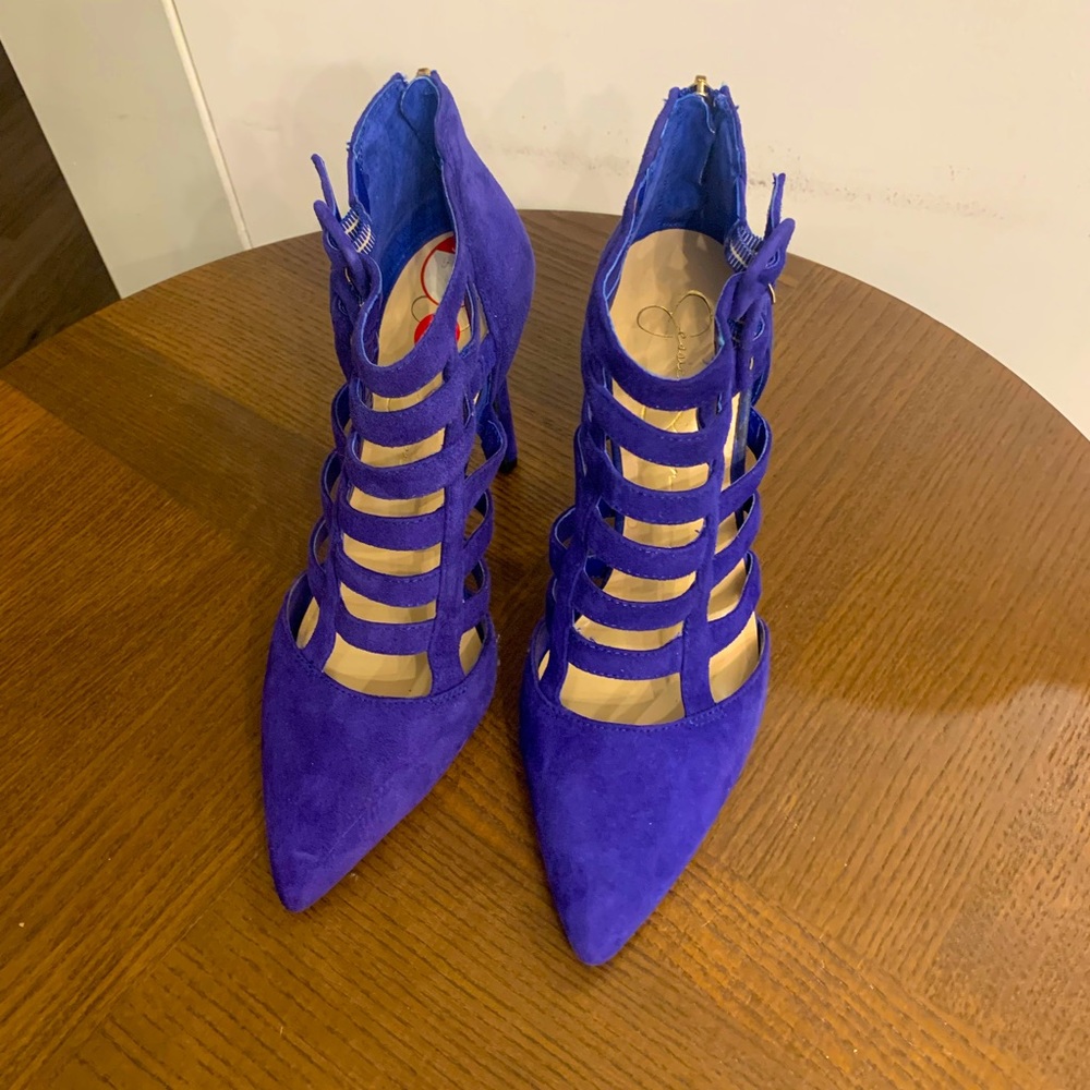 Jessica Simpson Royal blue Suede caged Heel